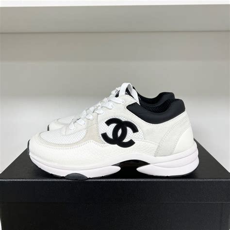 chanel black and white sneakers